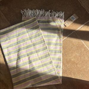 NEW WITH TAGS Michael Stars Pastel Striped Scarf with a touch of neon yellow.